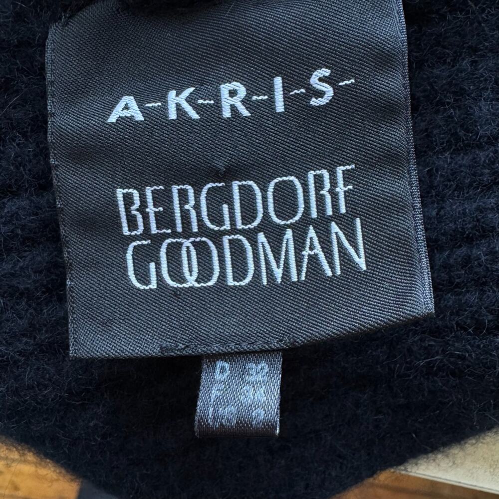 AKRIS BERGDORF GOODMAN Navy Cashmere Ribbed Sweater Dress Cardigan - Picture 9 of 11